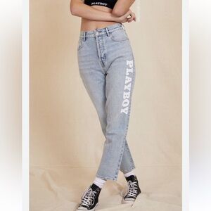 PLAYBOY pacSun Women's Denim Straight Leg Jeans Light Blue cotton button fly 25